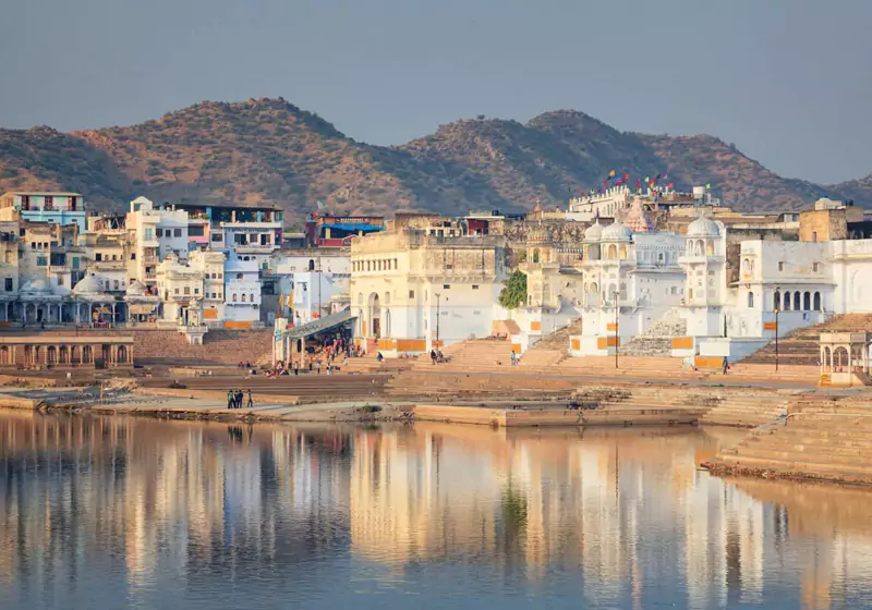 Pushkar City and Holy Lake View in Rajasthan